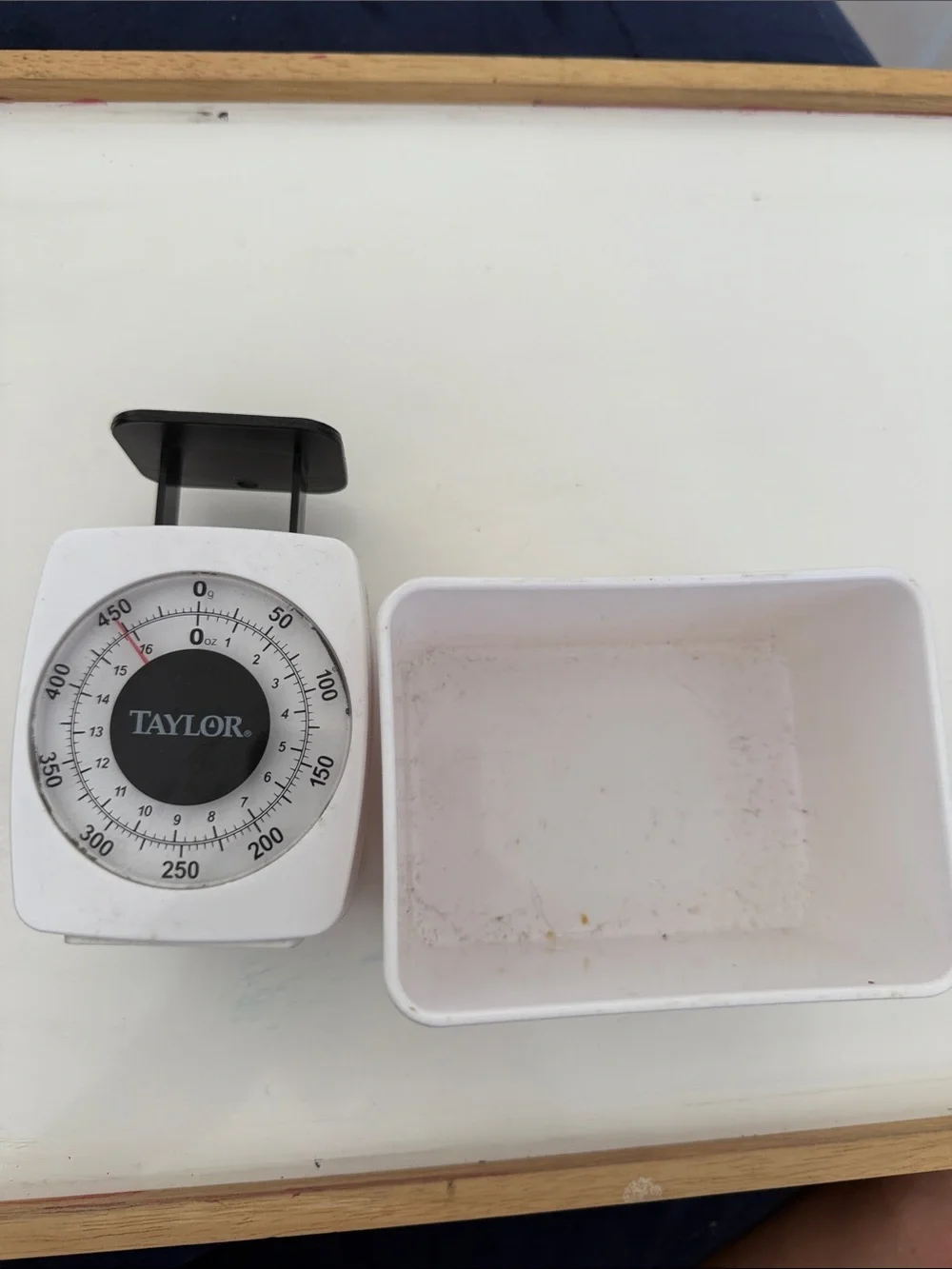 Taylor White Plastic Mechanical Kitchen Scale with Removable Tray